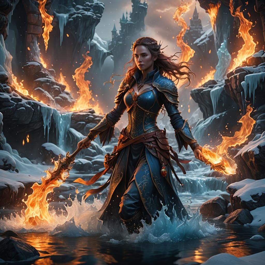 Girl Masterpiece in Water, Ice, and Fire