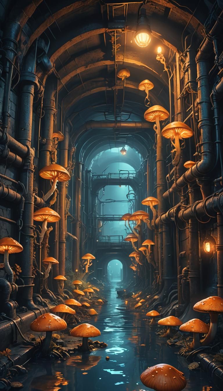 Dystopian Sewage System Concept Art