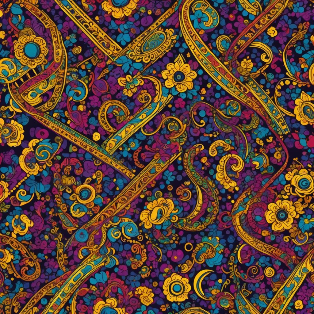 Abstract Polka Dot and Paisley Fabric Design