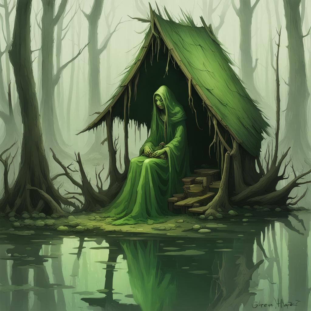 Green Hag in Swamp Hut with Sickly Haze