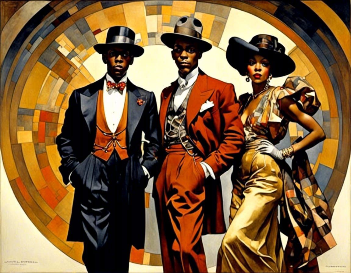 Zoot Suit Fashion in Parrish and Leyendecker Style