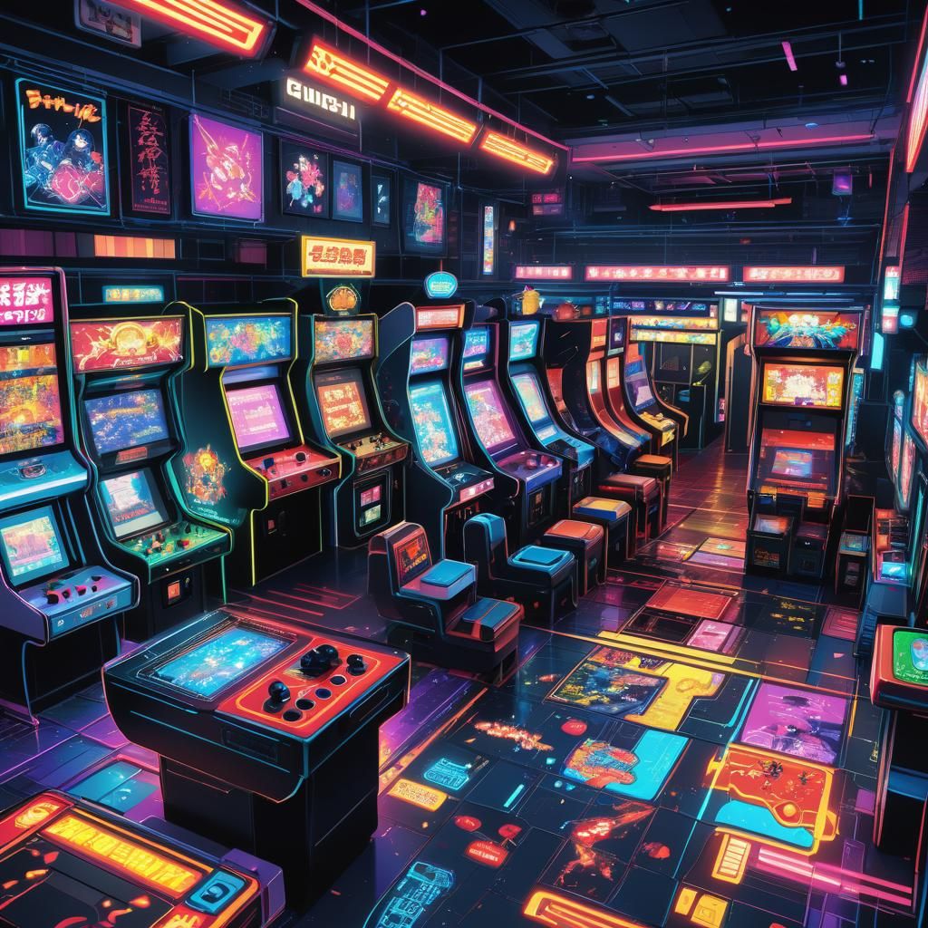 Vibrant Anime Arcade with RGB Lights