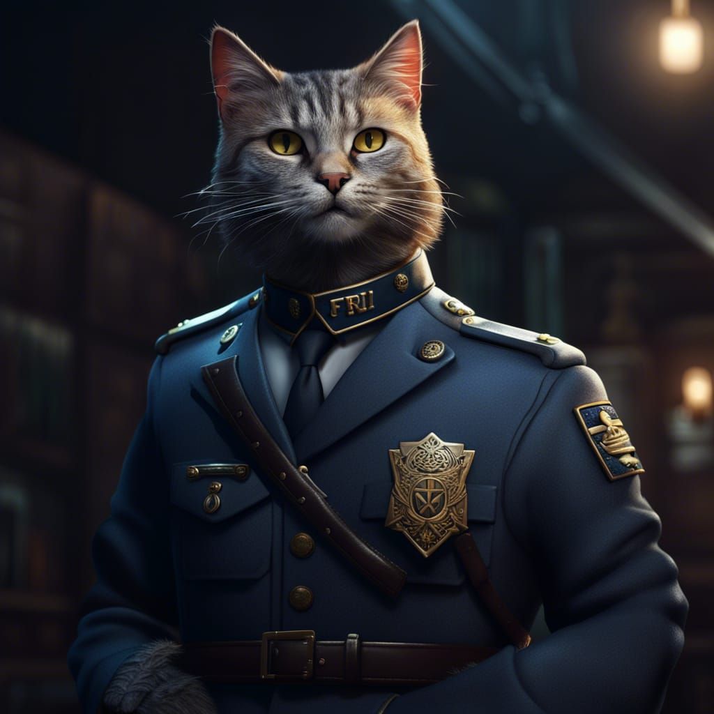 Cat Humanoid in FBI Uniform: Fantasy Concept Art