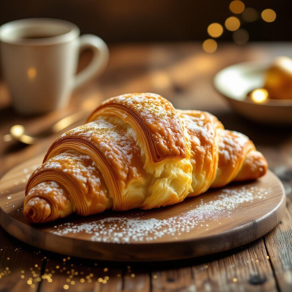 Golden Croissant Dusted with Edible Glitter