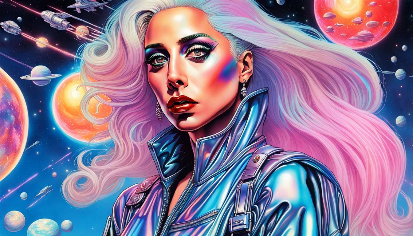 Lady Gaga as Spacegirl in Retro-Futuristic Sci-Fi Art