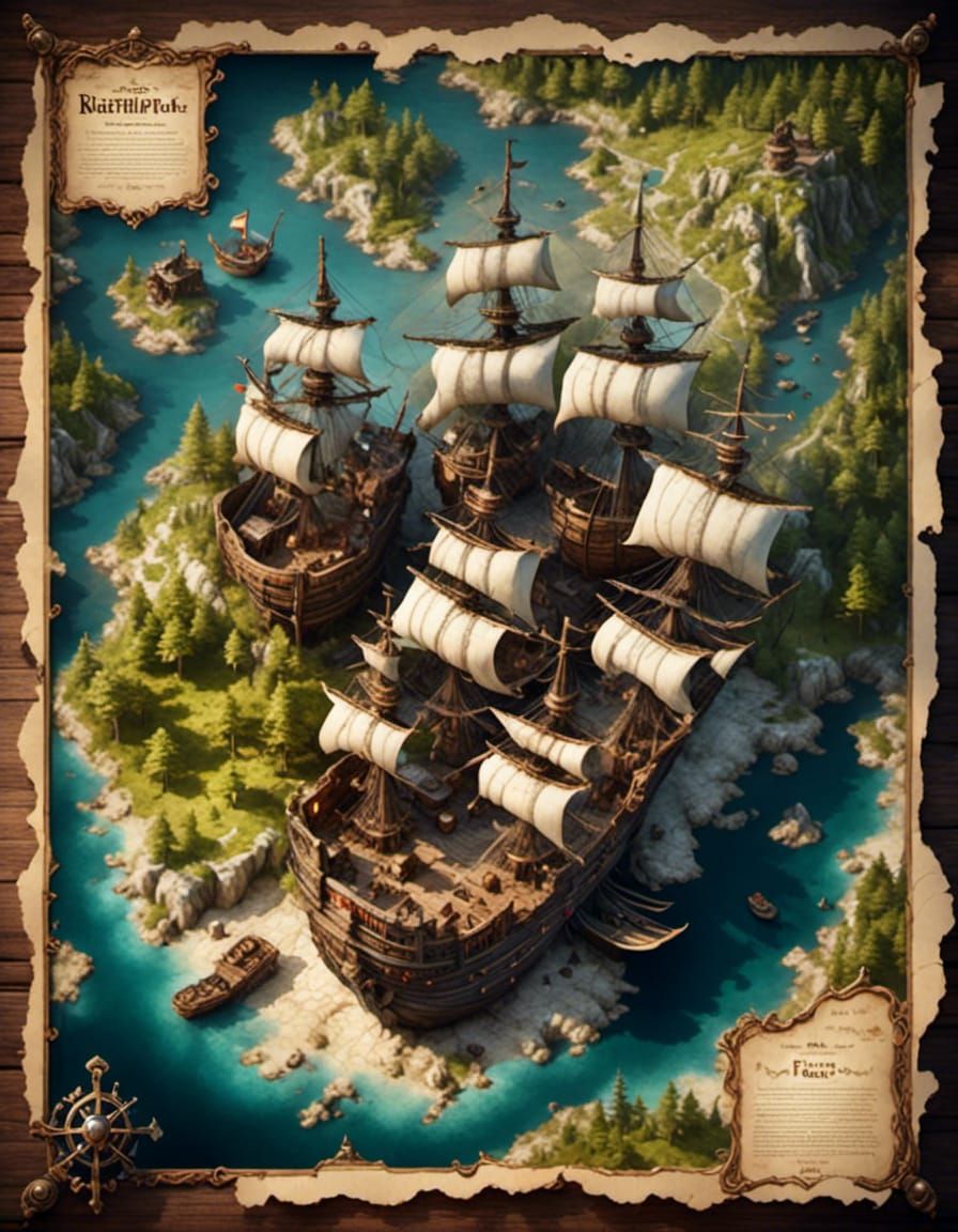 Top-Down Pirate Ship Deck Layout: Matte Painting