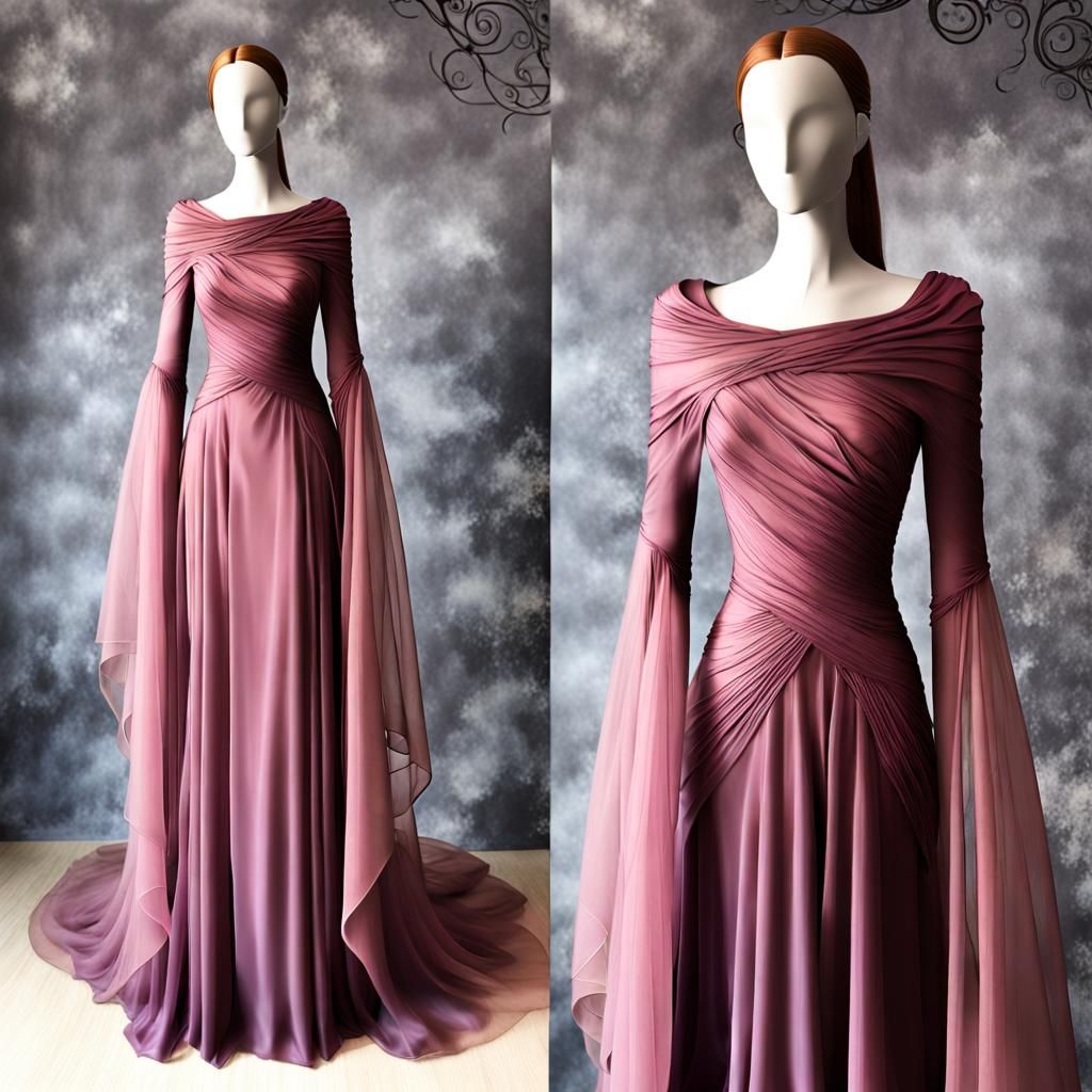 Ethereal Pink Elvish Gown as Digital Matte Painting