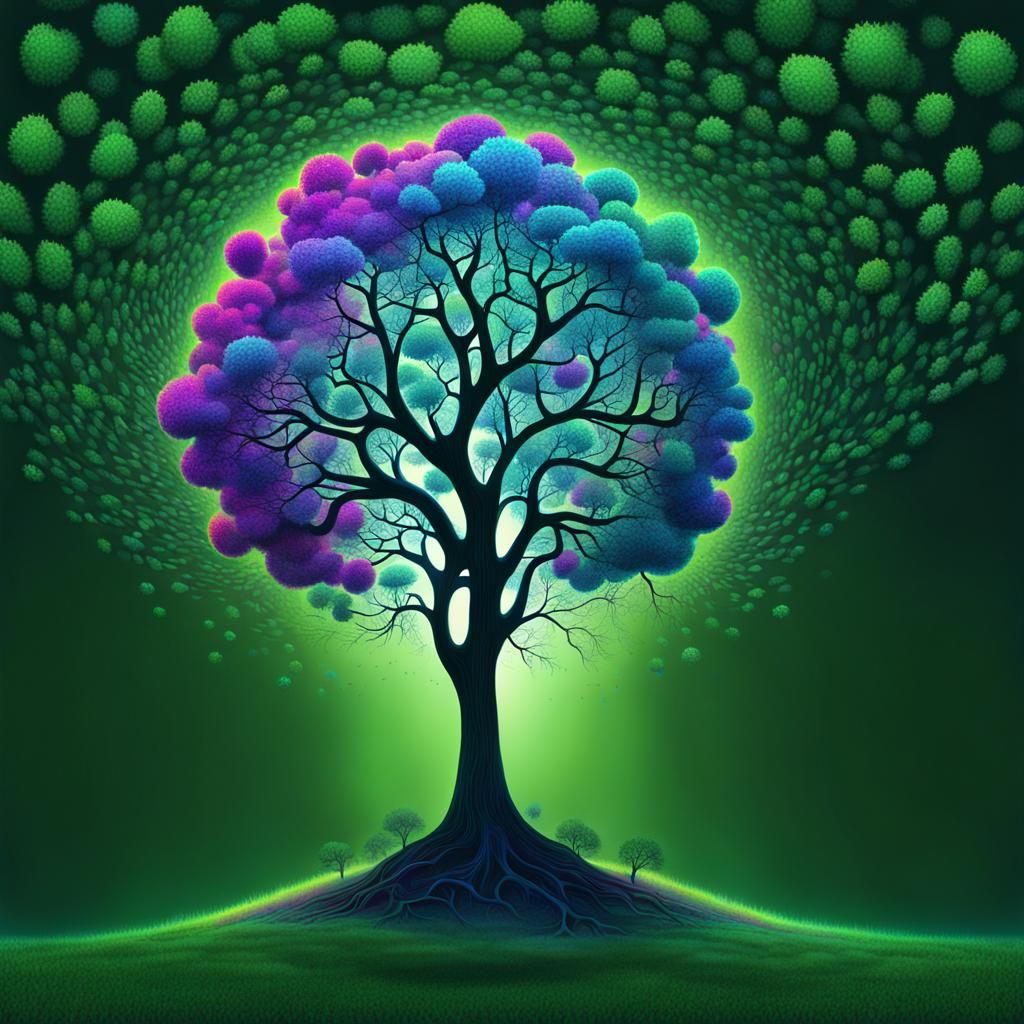 Psychedelic Random Recursive Tree Art