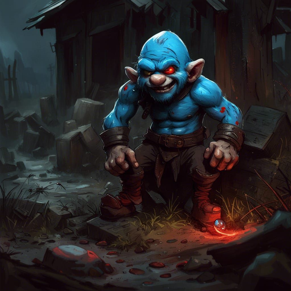 Cursed Smurf in Dark Hyperdetailed Style