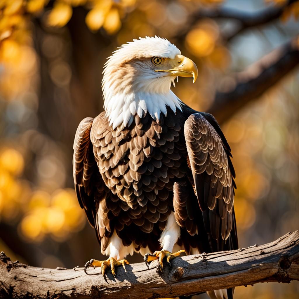 Majestic Eagle on Branch in Golden Sunlight