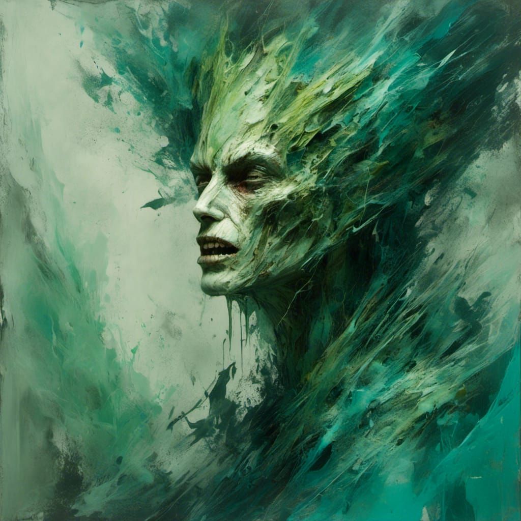 Vampire Portrait in Abstract Dark Fantasy Style