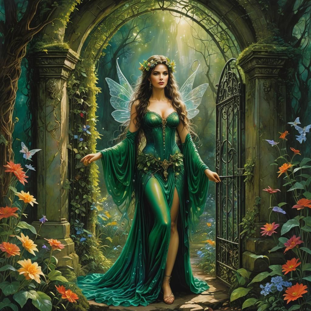 Beautiful Faerie Woman in Magical Glen Painting