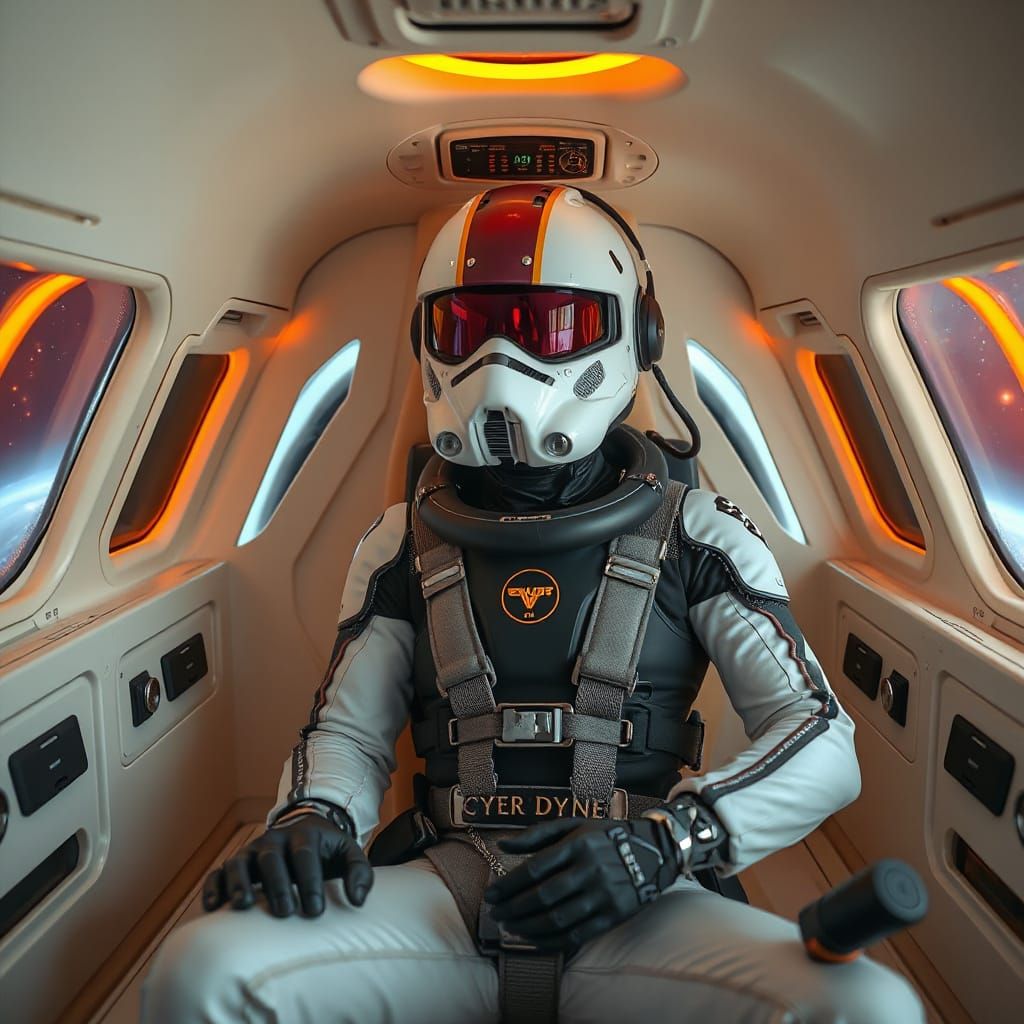 Cyberpunk Spaceship with Daft Punk Pilot