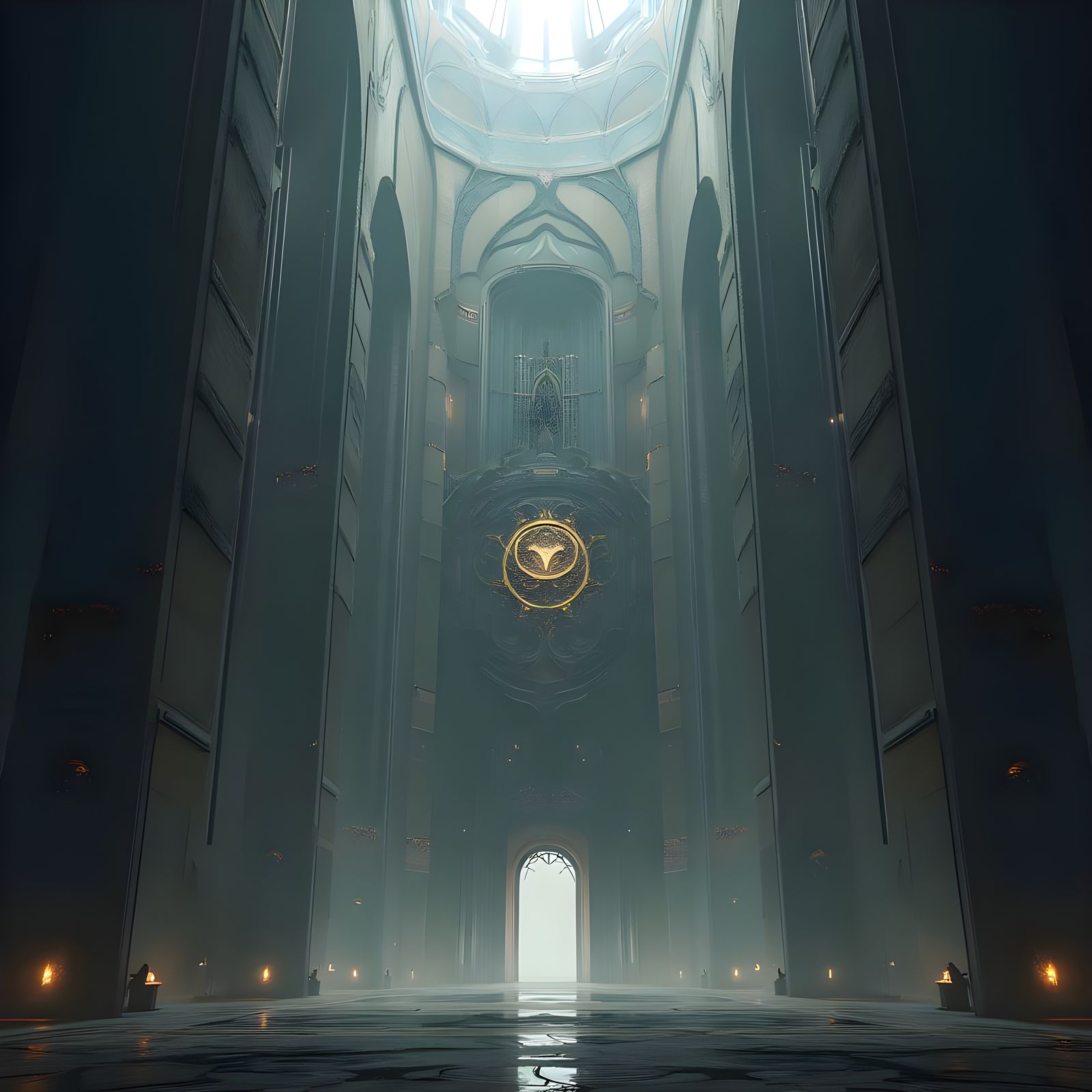 Surreal Futuristic Cathedral in Cyberpunk Aesthetic
