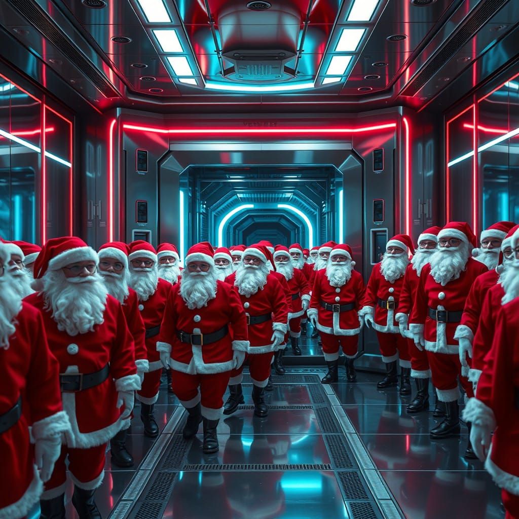 Futuristic Cloning Machine Creates an Endless Line of Santas...