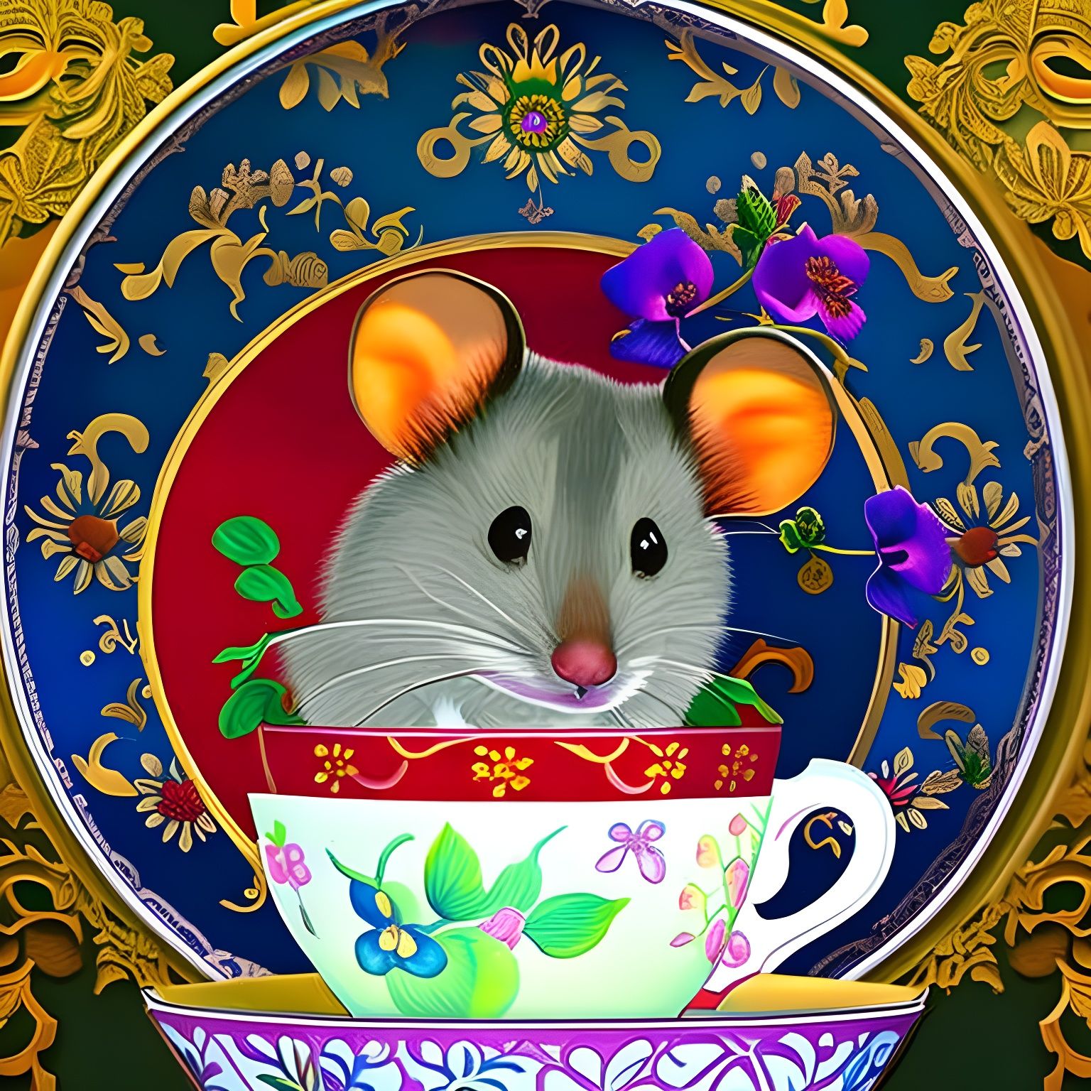 Cute Mouse in a China Teacup