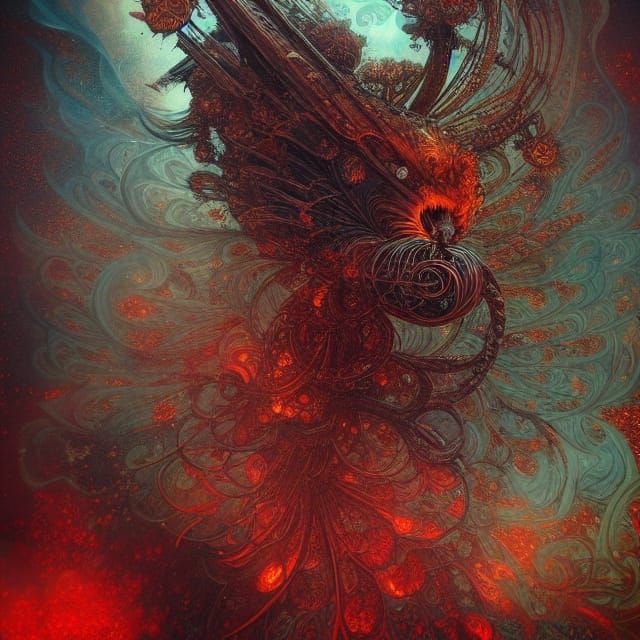 Baba Yaga Digital Art with Fractal Iridescence