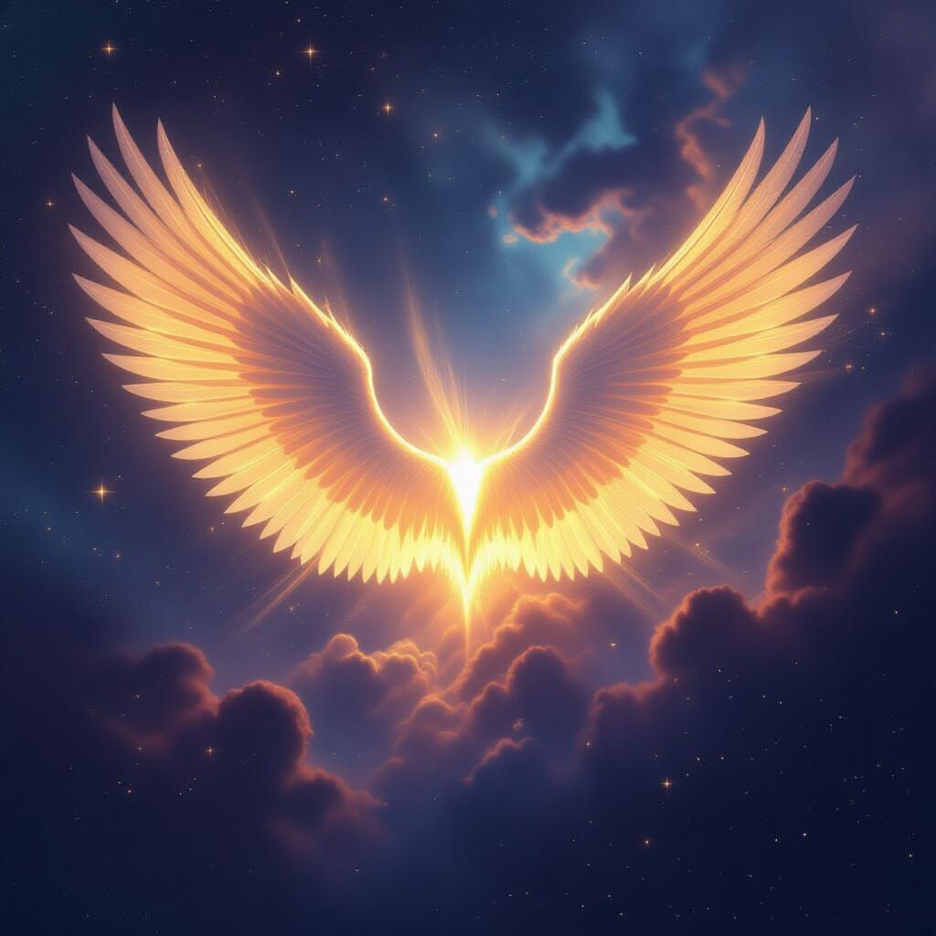 Golden Wings of Light in Cosmic Nebula