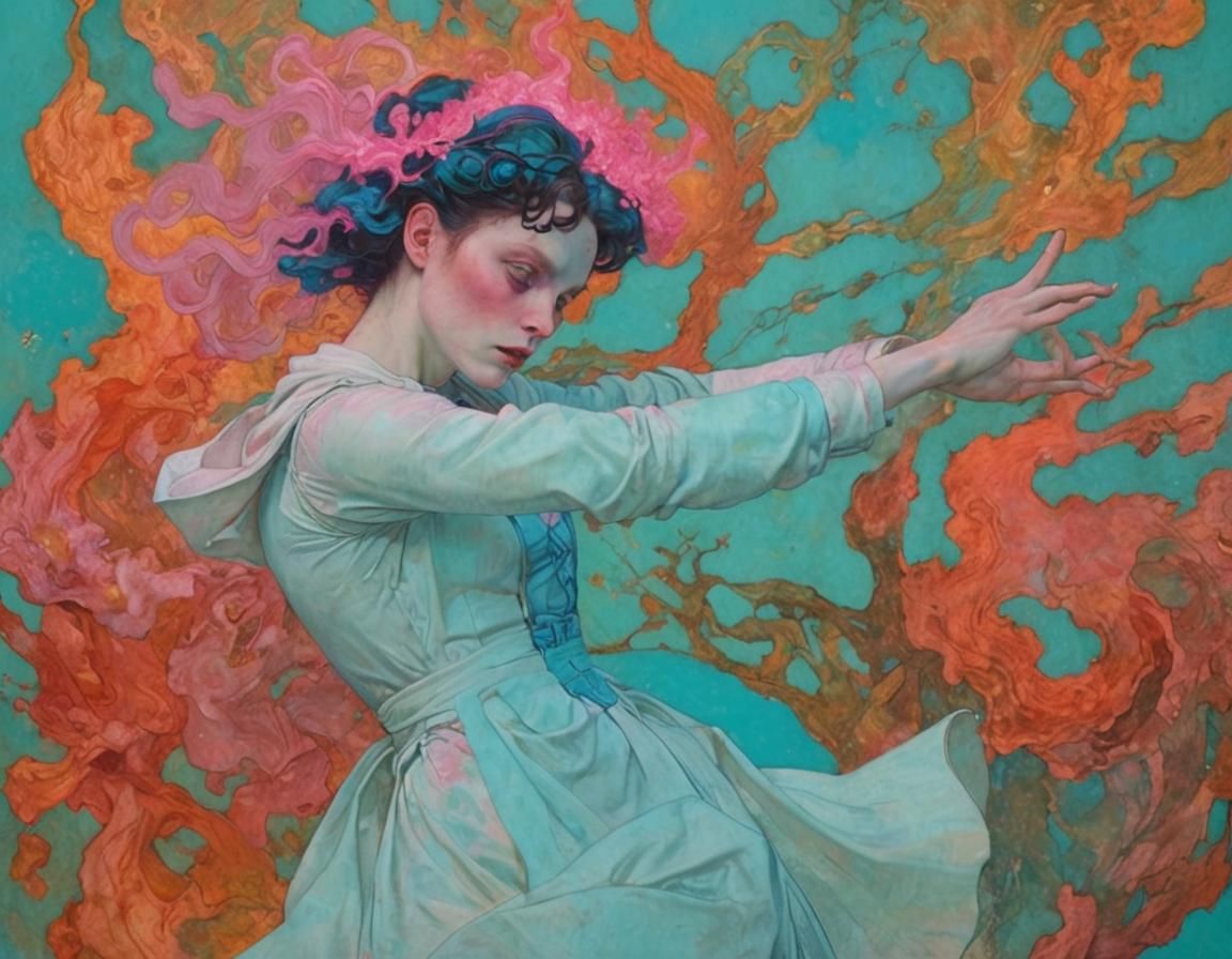 Fluid Dancer with Halo in Pastel Colors
