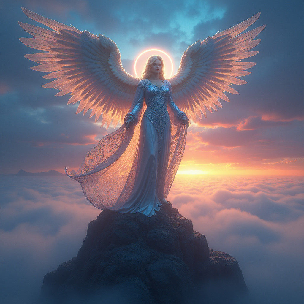 Guardian Angel in a Dramatic Landscape