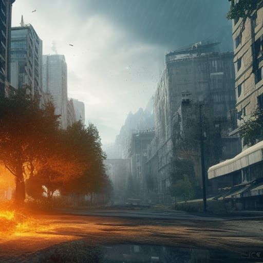 Nature Reclaims City: 3D Game Cinematic Masterpiece
