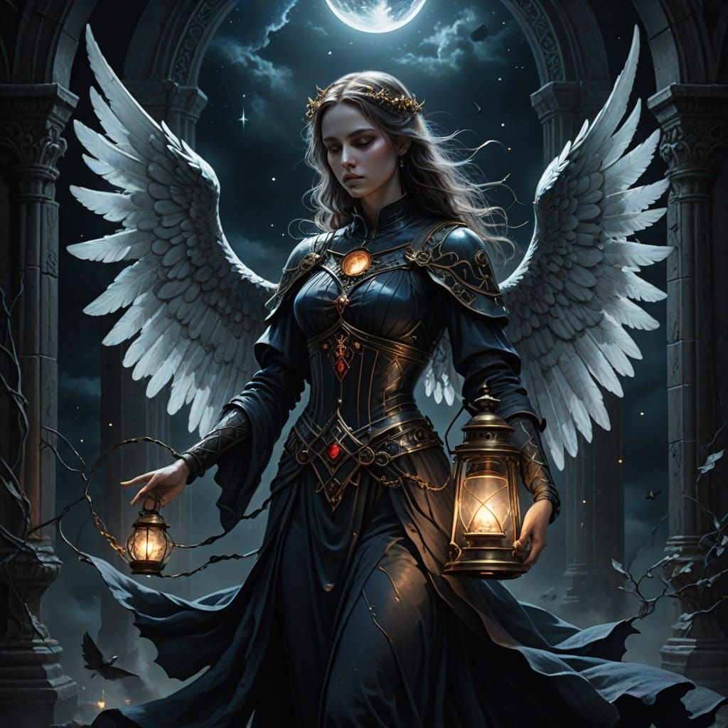 Ethereal Angel of the Abyss in Soft, Glowing Light