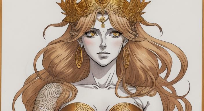 Freyja in Washed India Ink and Watercolor