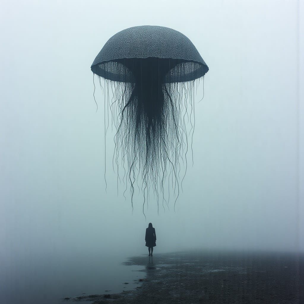 Ethereal Macabre Sculpture in Dreamlike Surrealism Style