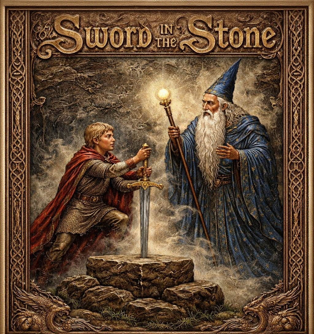 Vintage Metal Sword in the Stone Art
