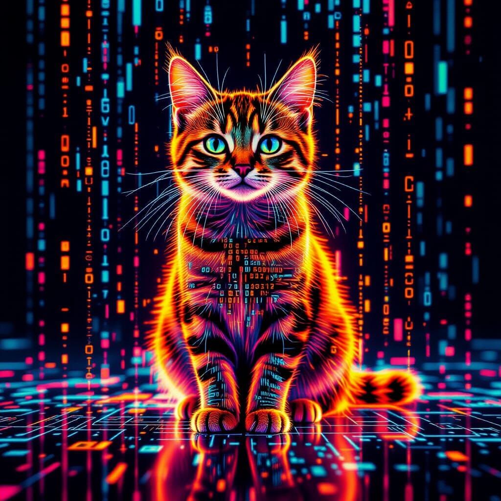 A kitty in the digital rain