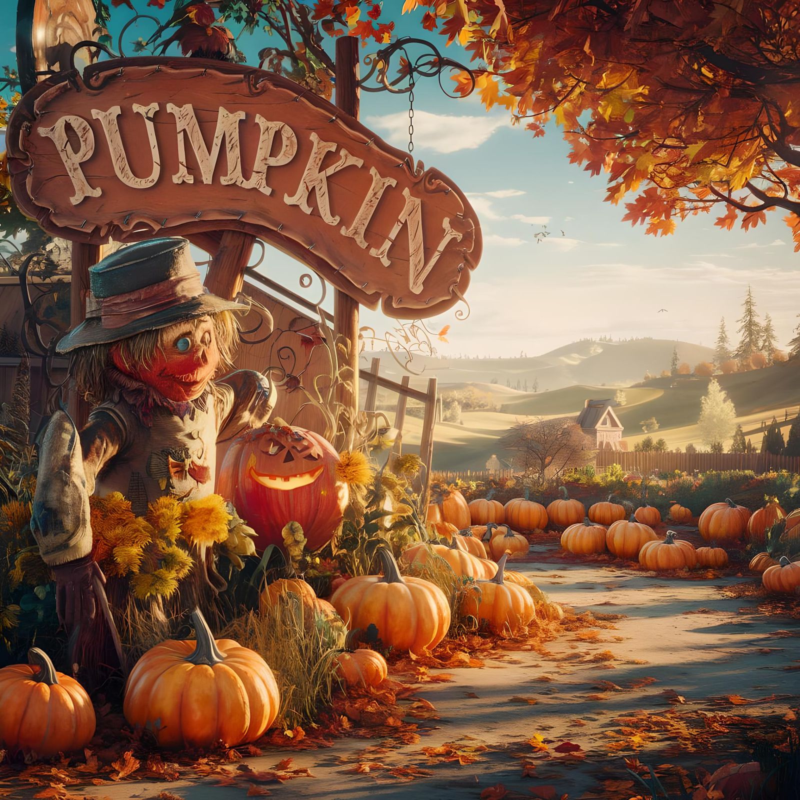 Fantastical Pumpkin Patch Matte Painting
