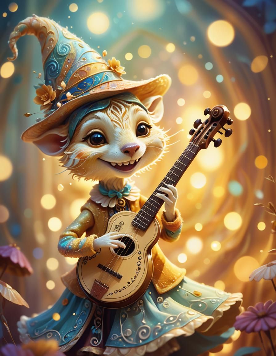 Enchanting Creature Plays Music in Dreamlike Fantasy