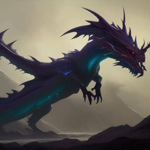 Hyperdetailed Galaxy Dragon in Dark Fantasy Style