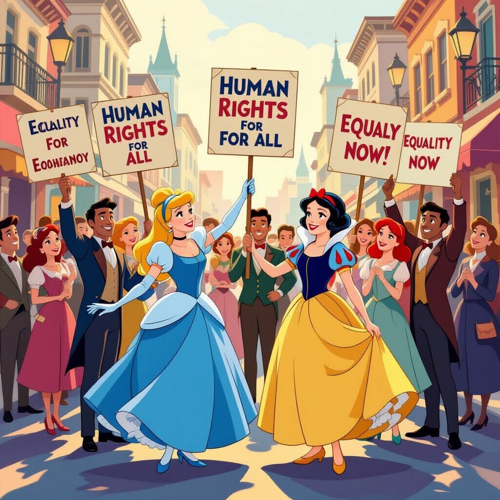 Animated Characters Rally for Human Rights and Equality