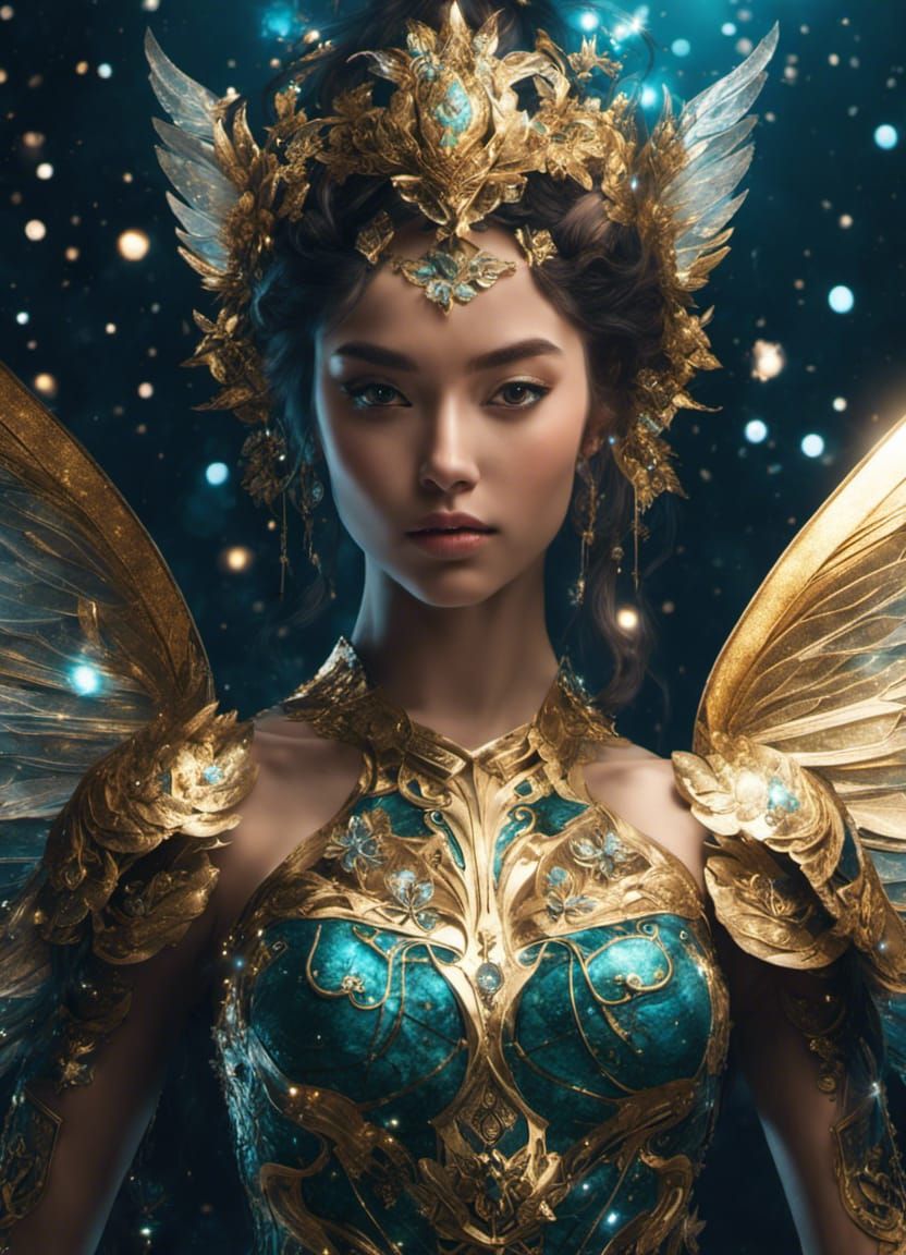 Fairy Warrior Woman with Glittering Wings