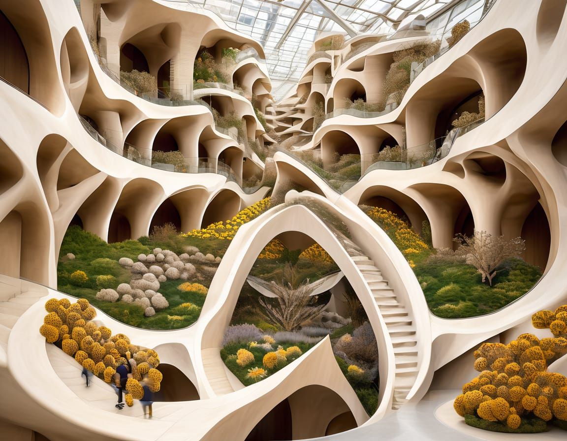 Fragmented Bio-Art Sculpture in Surreal Landscape