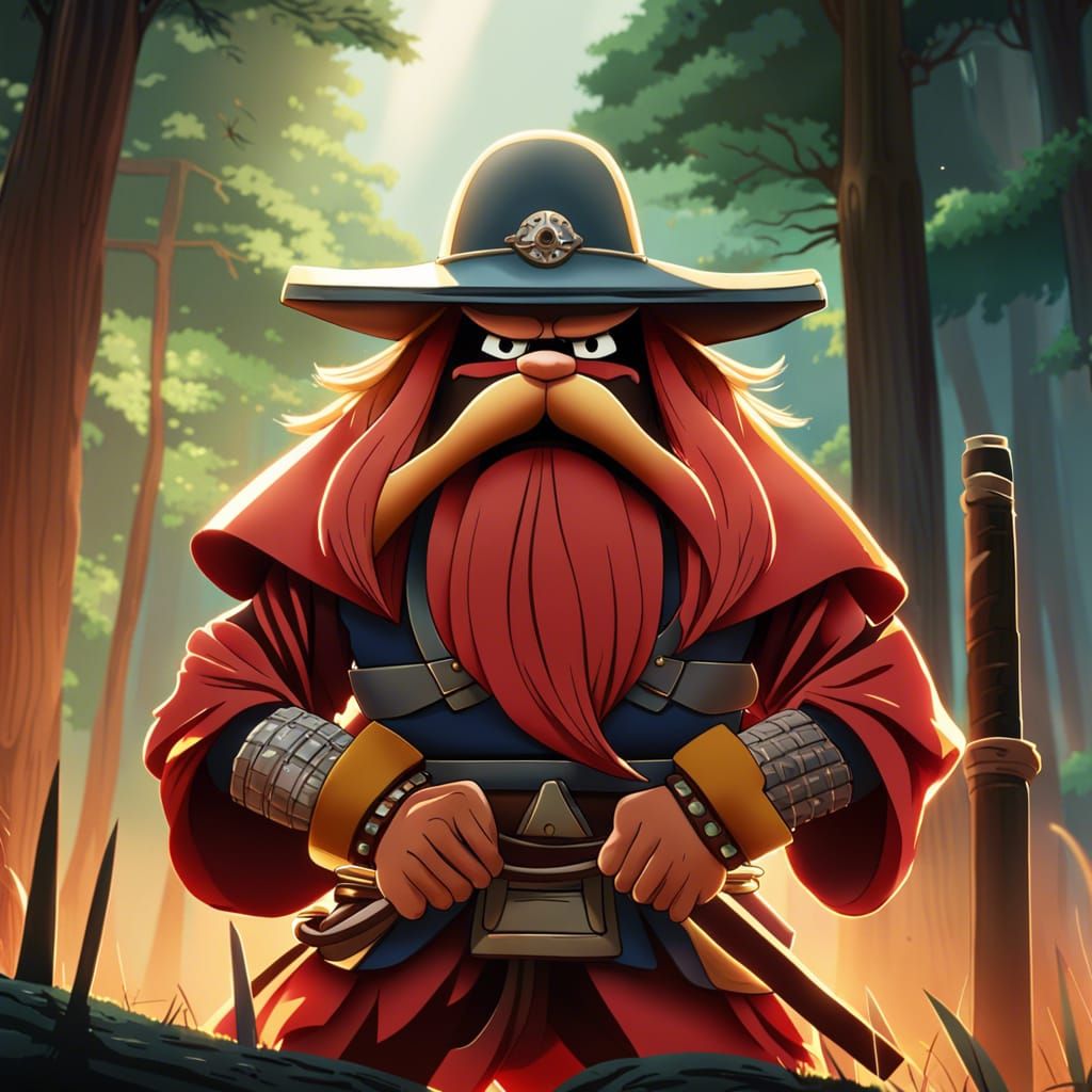 Yosemite Sam as Samurai in Ghibli Anime Style