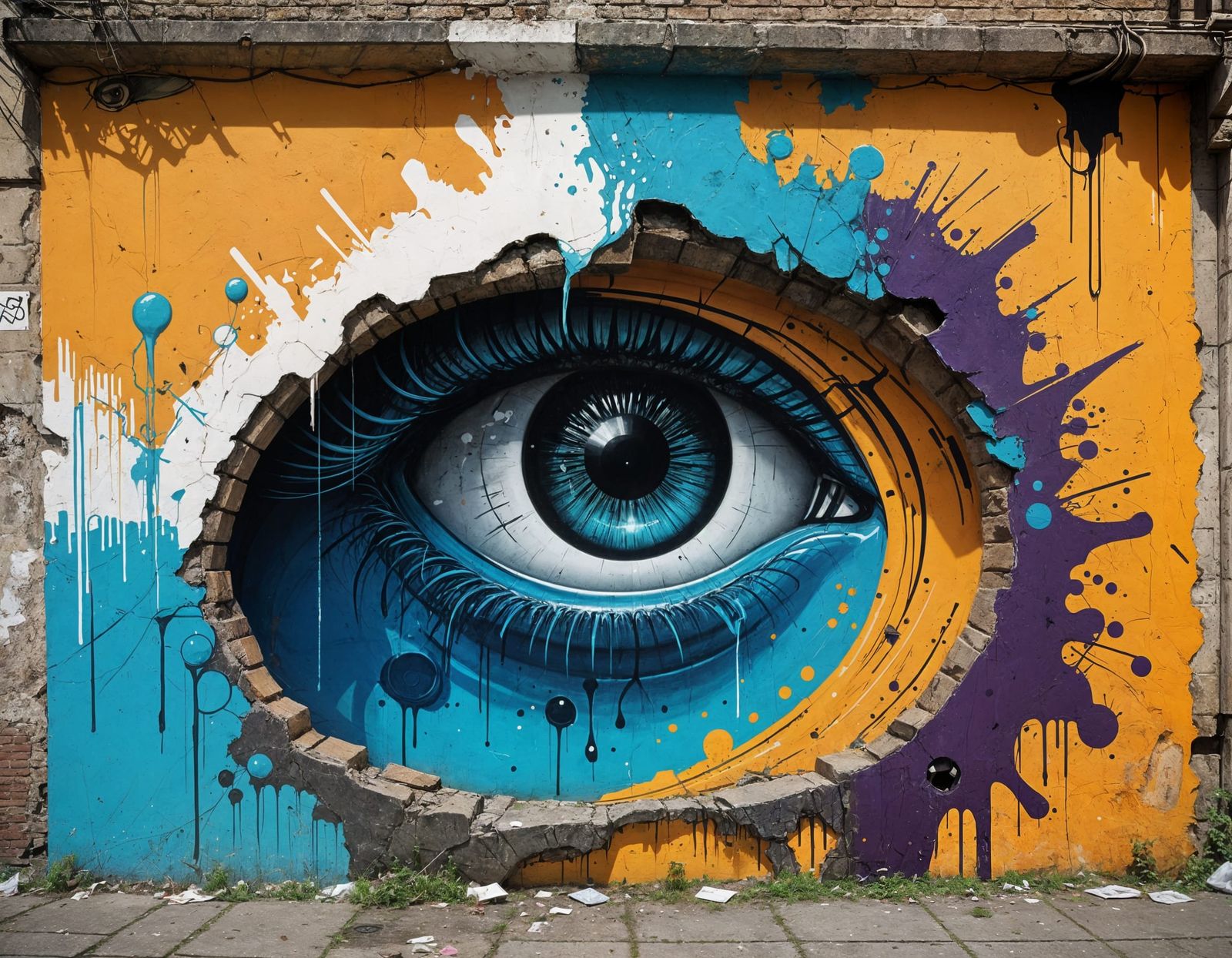 Breathtaking Street Art Masterpiece Erupts from Torn Wall