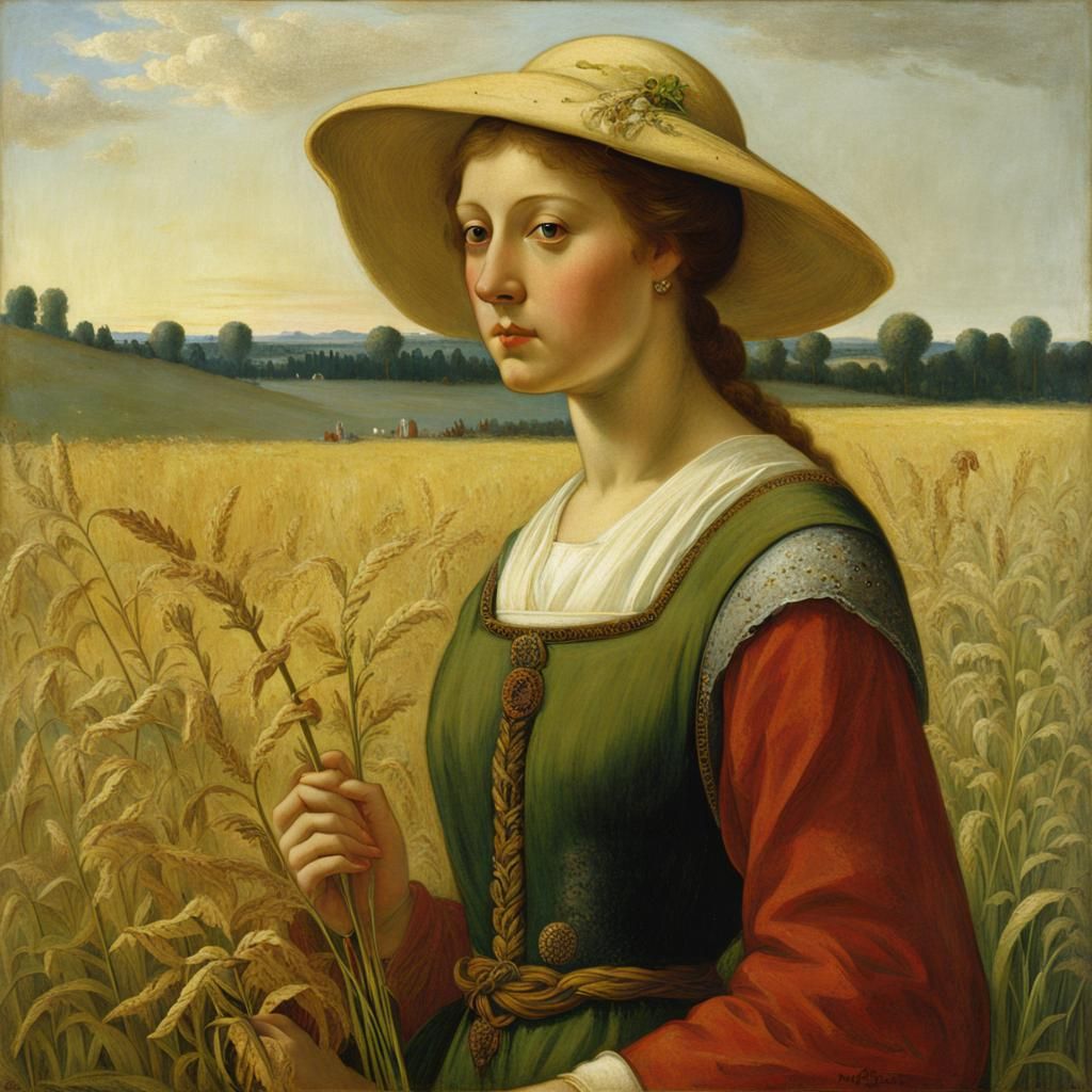 Medieval Maiden in Millet Field