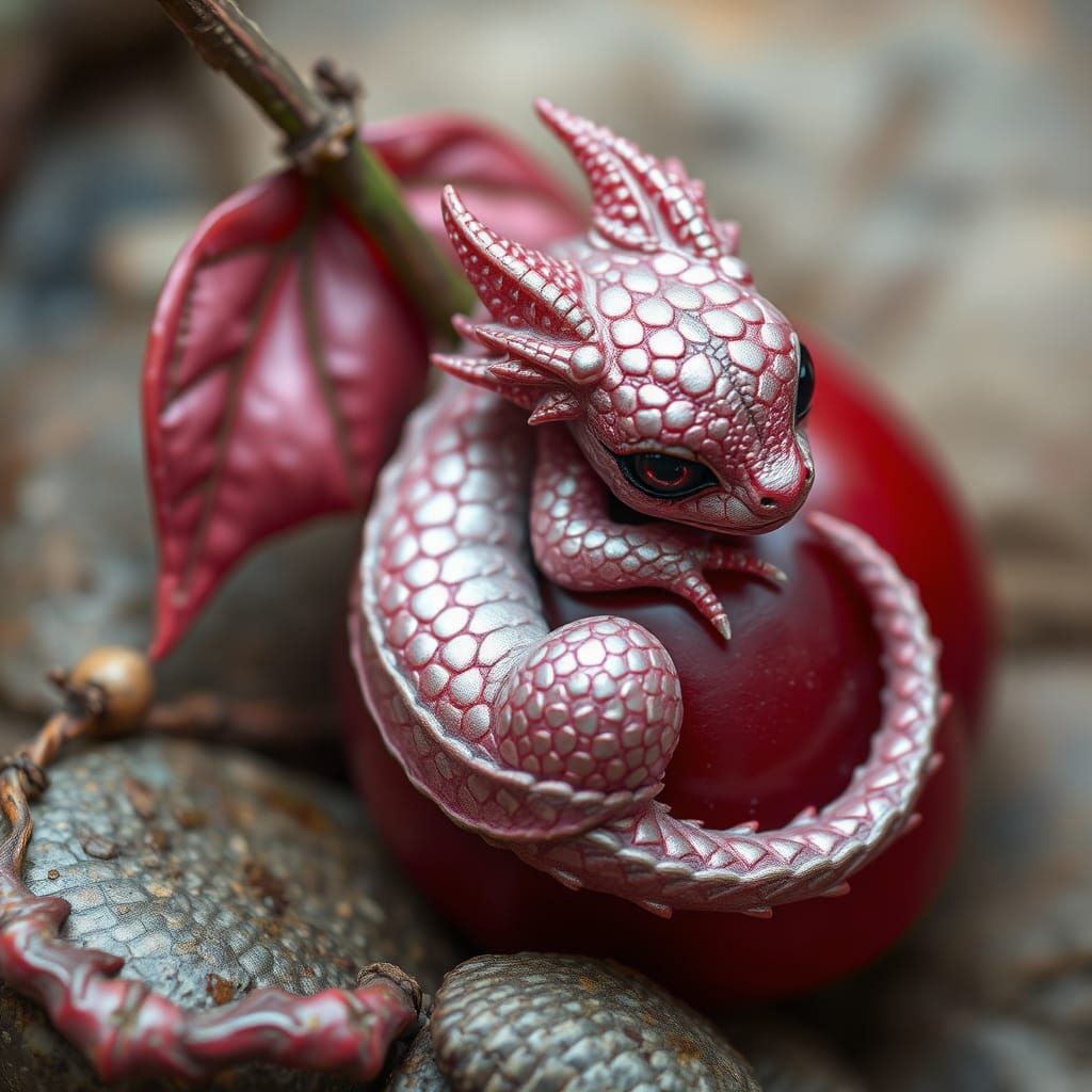Whimsical Dragon Cherry in Iridescent Hues