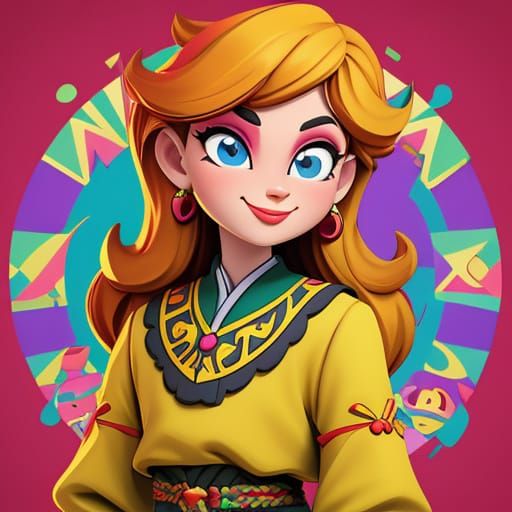 Latvian Girl in Traditional Dress: Pop Art Portrait