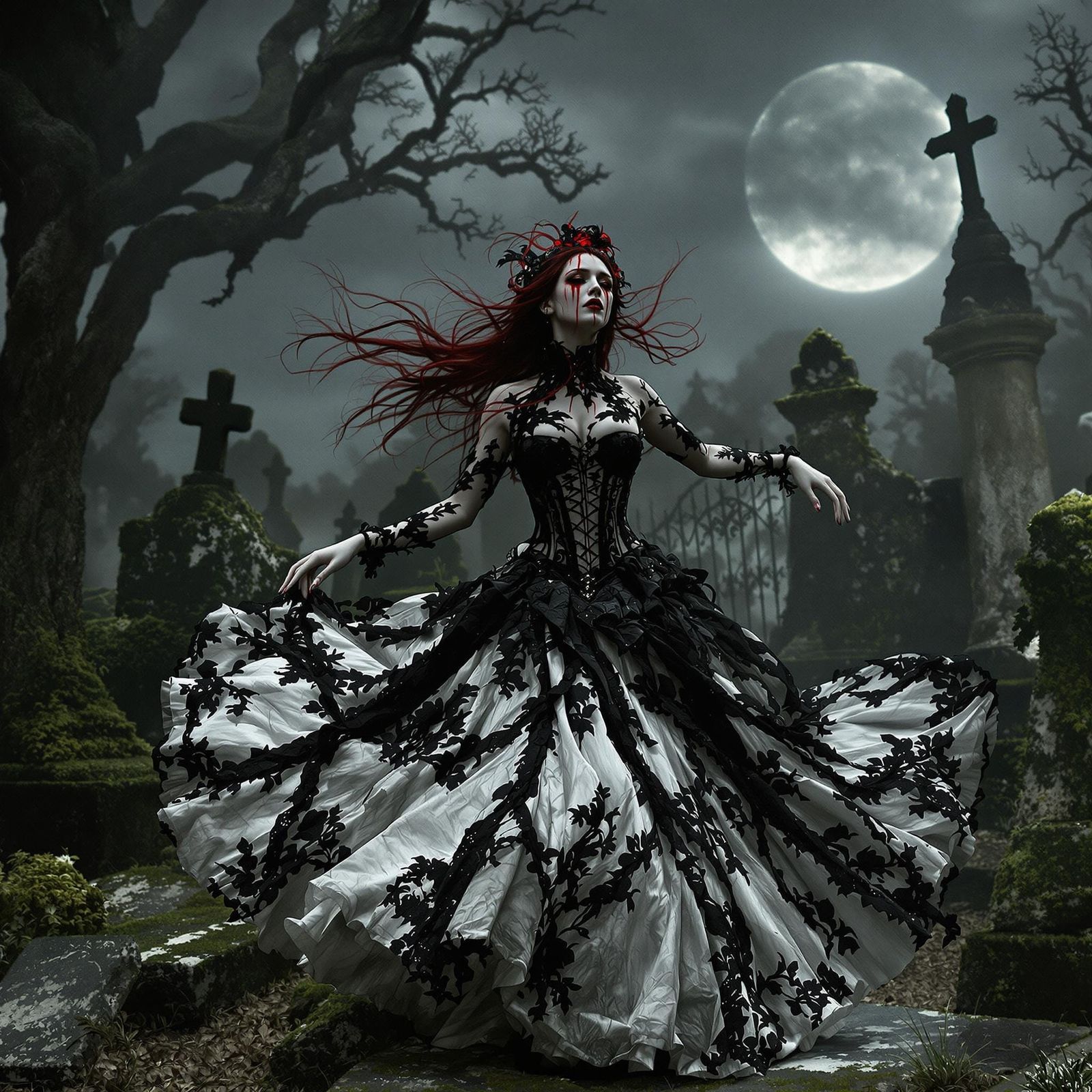 Ethereal Woman Dances Amongst Victorian-Era Graveyard in a H...