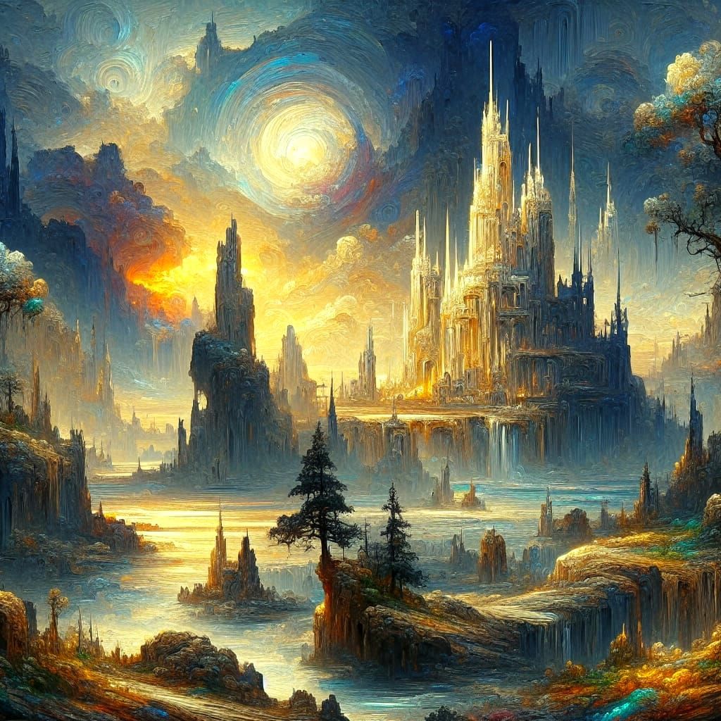 Impressionist Fantasy World in Oil on Canvas