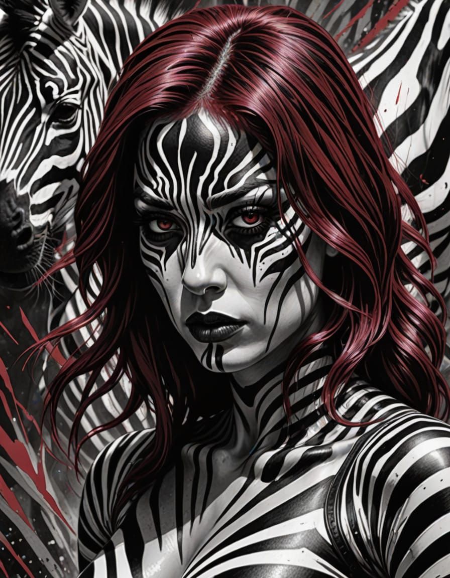 90s Comic Book Goddess in Black and White