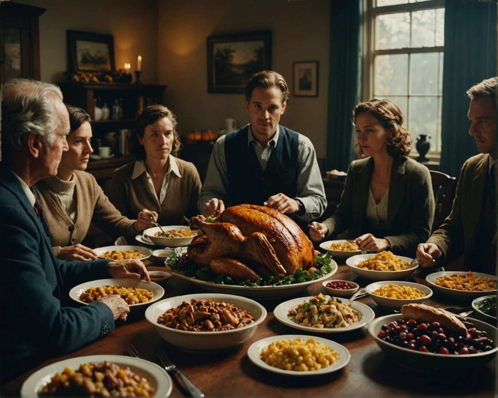 Cinematic Thanksgiving Feast in Film Still