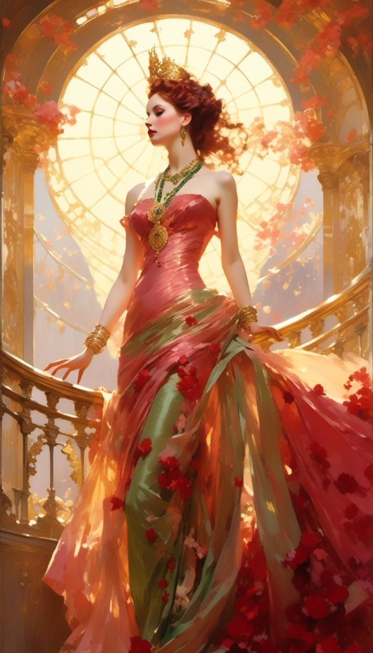 Fairy Queen in Green Saree, Victorian Style