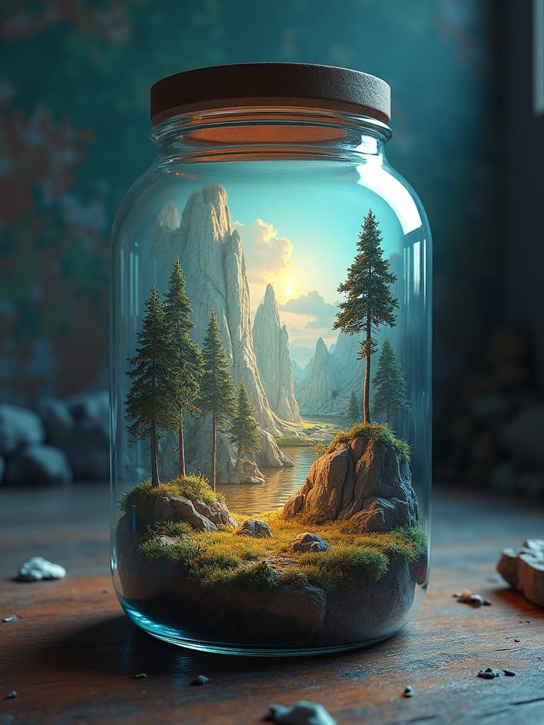 Magical Fantasy Landscape in a Jar