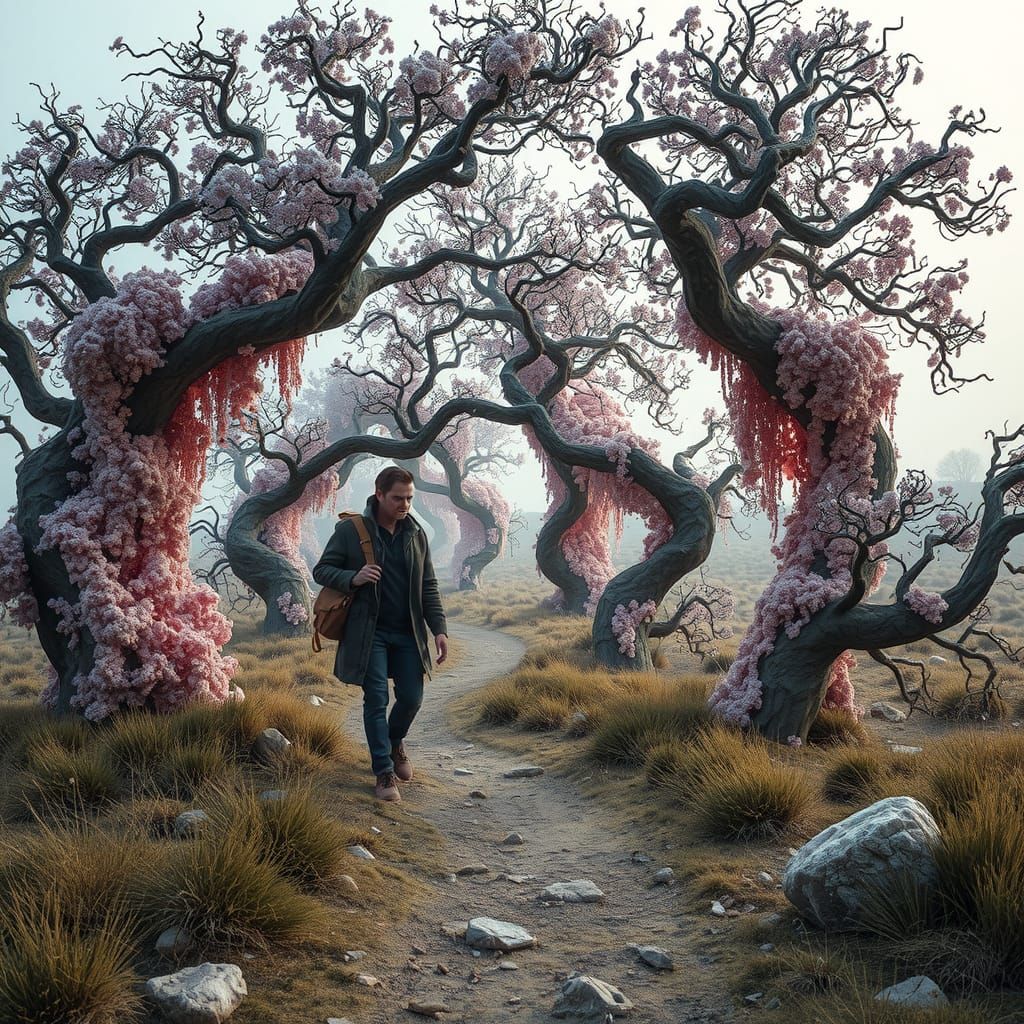 Ethereal Traveller in a Natural Art Landscape