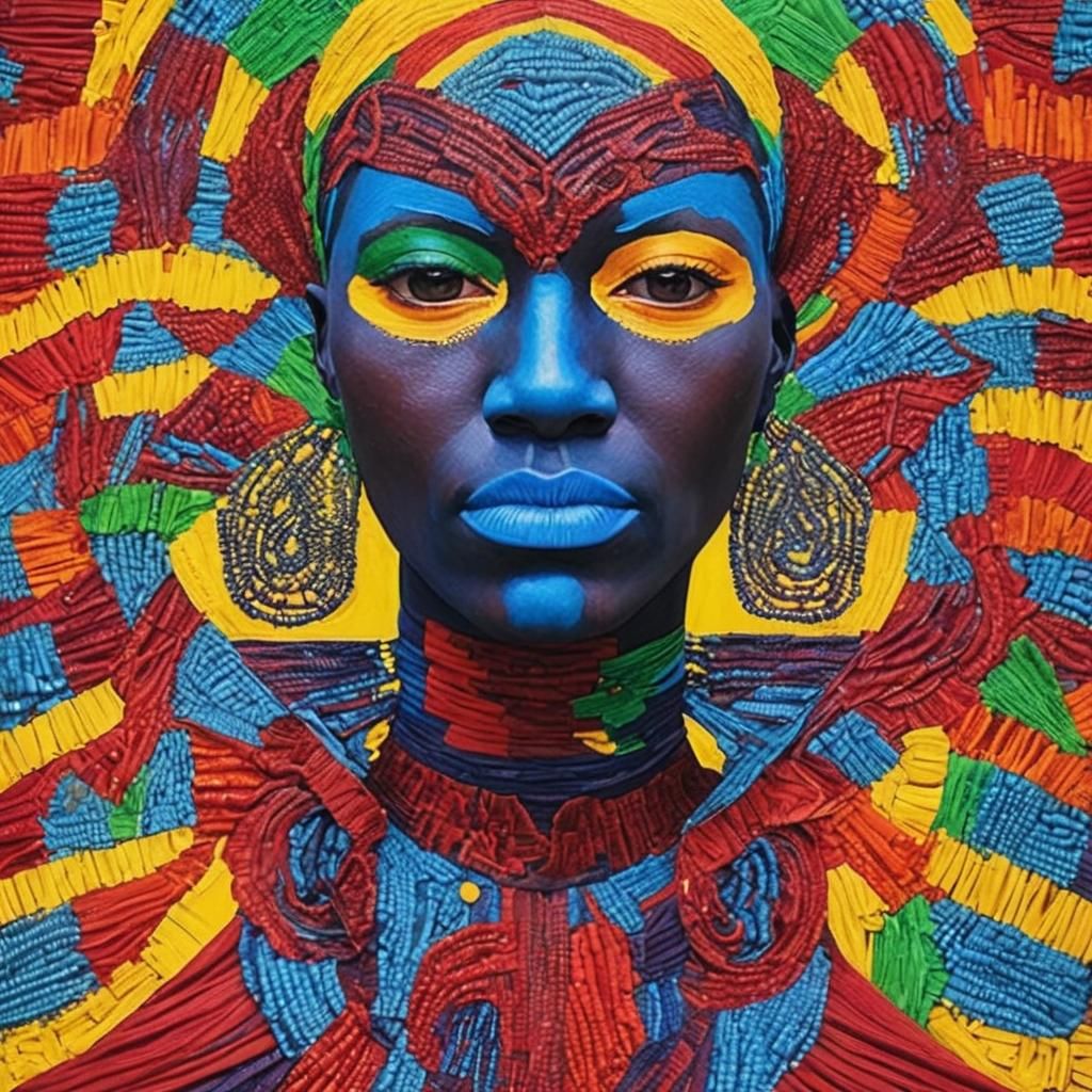 Textile Portrait Inspired by African Folklore