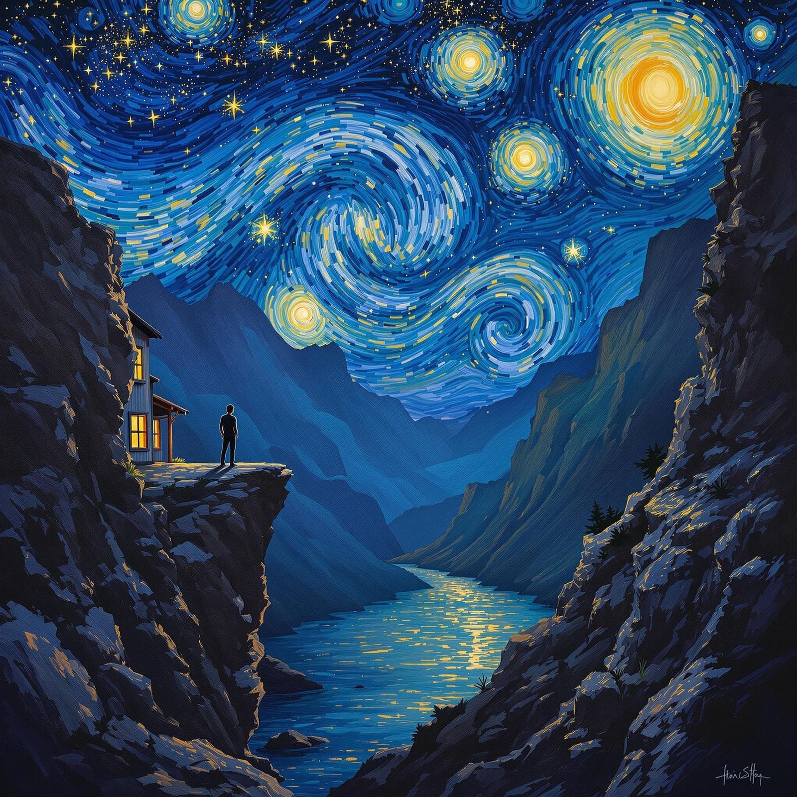Starry Solitude: A Van Gogh-Inspired Landscape
